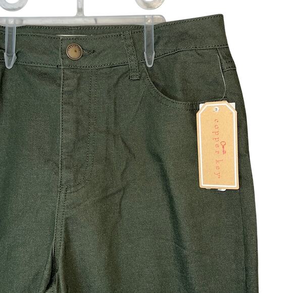 Copper Key Dark Green Wide Leg Pants w/ Frayed Hems, Size 9, NWT! - Picture 2 of 5